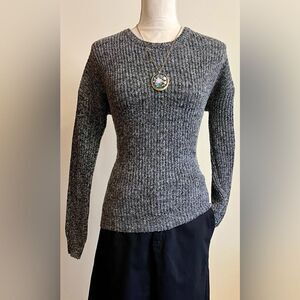 Grey with Black Speckles Cropped Long Sleeve Sweater SZ S